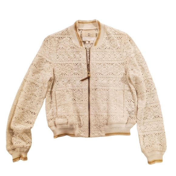 Anthropologie Jackets & Blazers - Anthropologie HEI HEI Crochet Bomber Ivory Jacket
